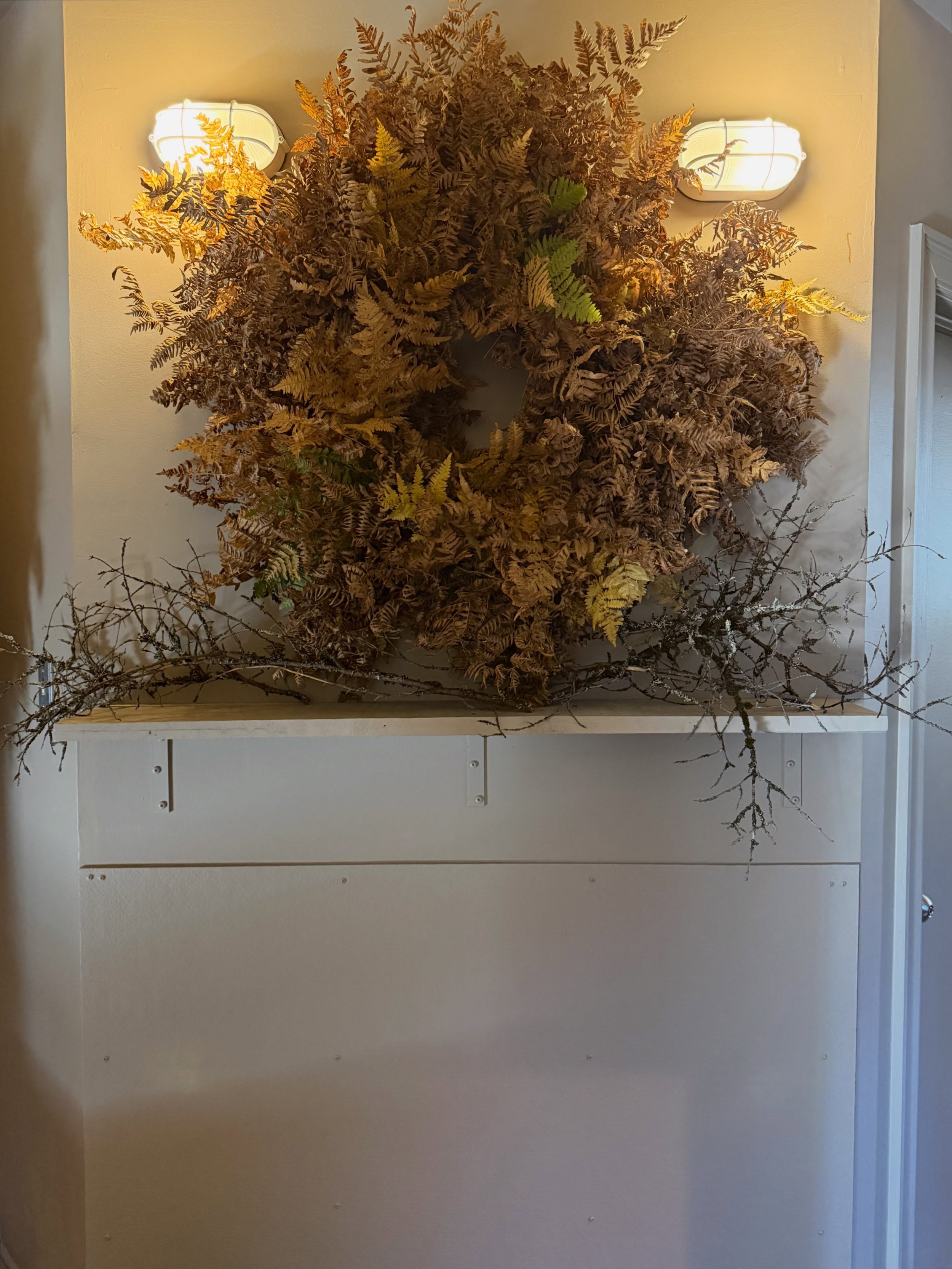 2 one of a kind. 
I went foraging yesterday at the farm and I came up with this. 2 one of a kind all max fern wreaths. $150 each. Please call me if this is for you.