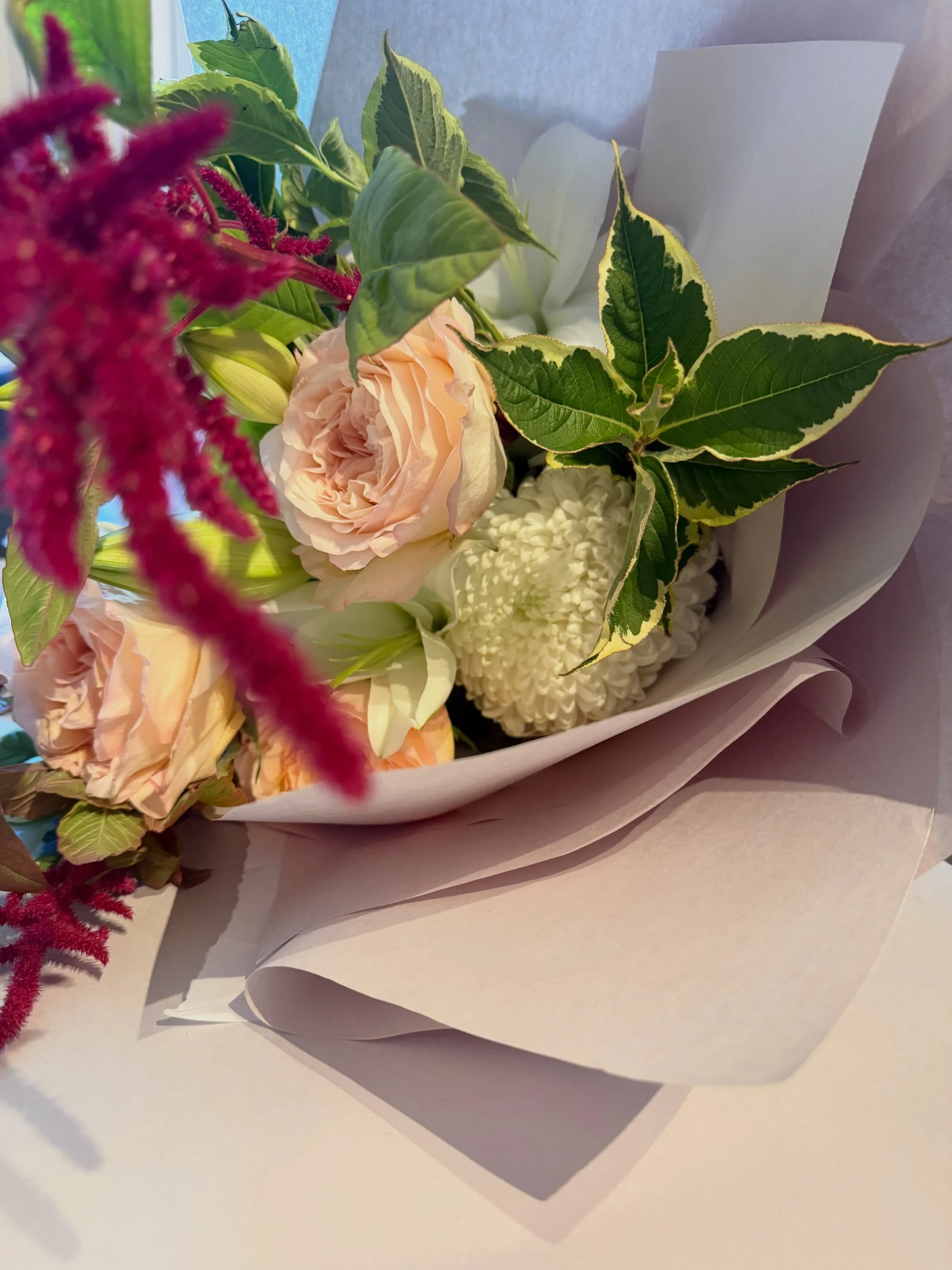 Soft fall tones. Bouquets &amp; arrangements available, Tuesdays to Saturdays.