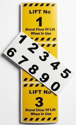 lift number and safety sticker