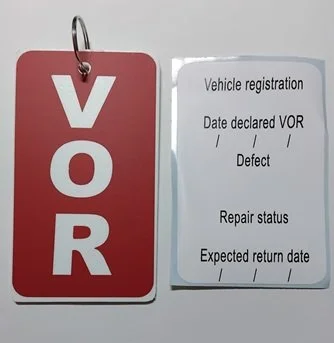 Large Reusable VOR Compliance Tags x 5 (100 Stickers)