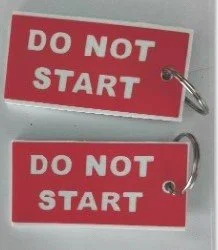 Double Sided DO NOT START Key Tags 7cm x 4cm (12 Pack)