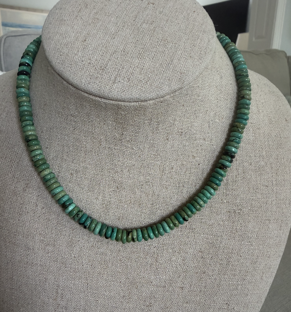 Peacock turquoise gemstone necklace 18”