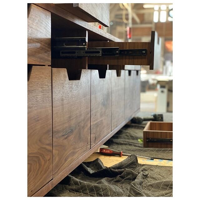 In the process of making some beautiful walnut credenzas for the offices of one of our longtime clients, @bloxventures. It feels great getting back to building beautifully designed and crafted furniture. We are hoping to complete these next week and 