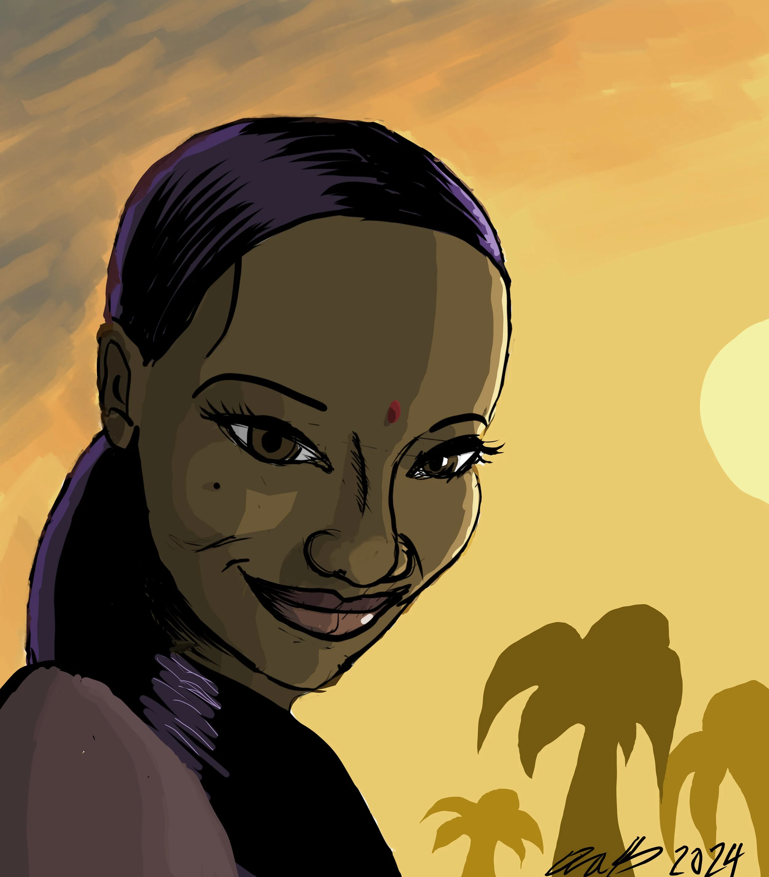 Indian Girl Portrait (cel shading test) | ©Aaron Johnson