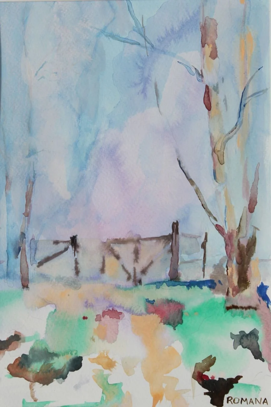 Farmgate, watercolour, A4, 2024