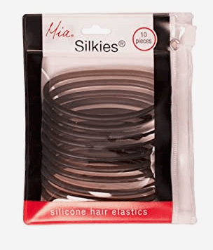 silicone hair elastics (when I want something heavy duty, doesn't slip &amp; translucent)