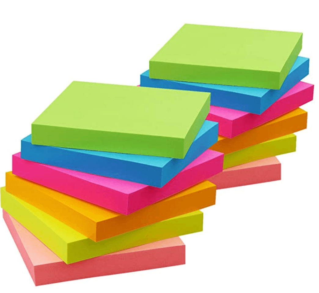 bright colored sticky notes
