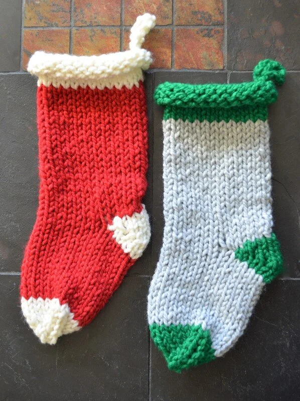Easy Knit Christmas Stockings — Sparkle on the Tree