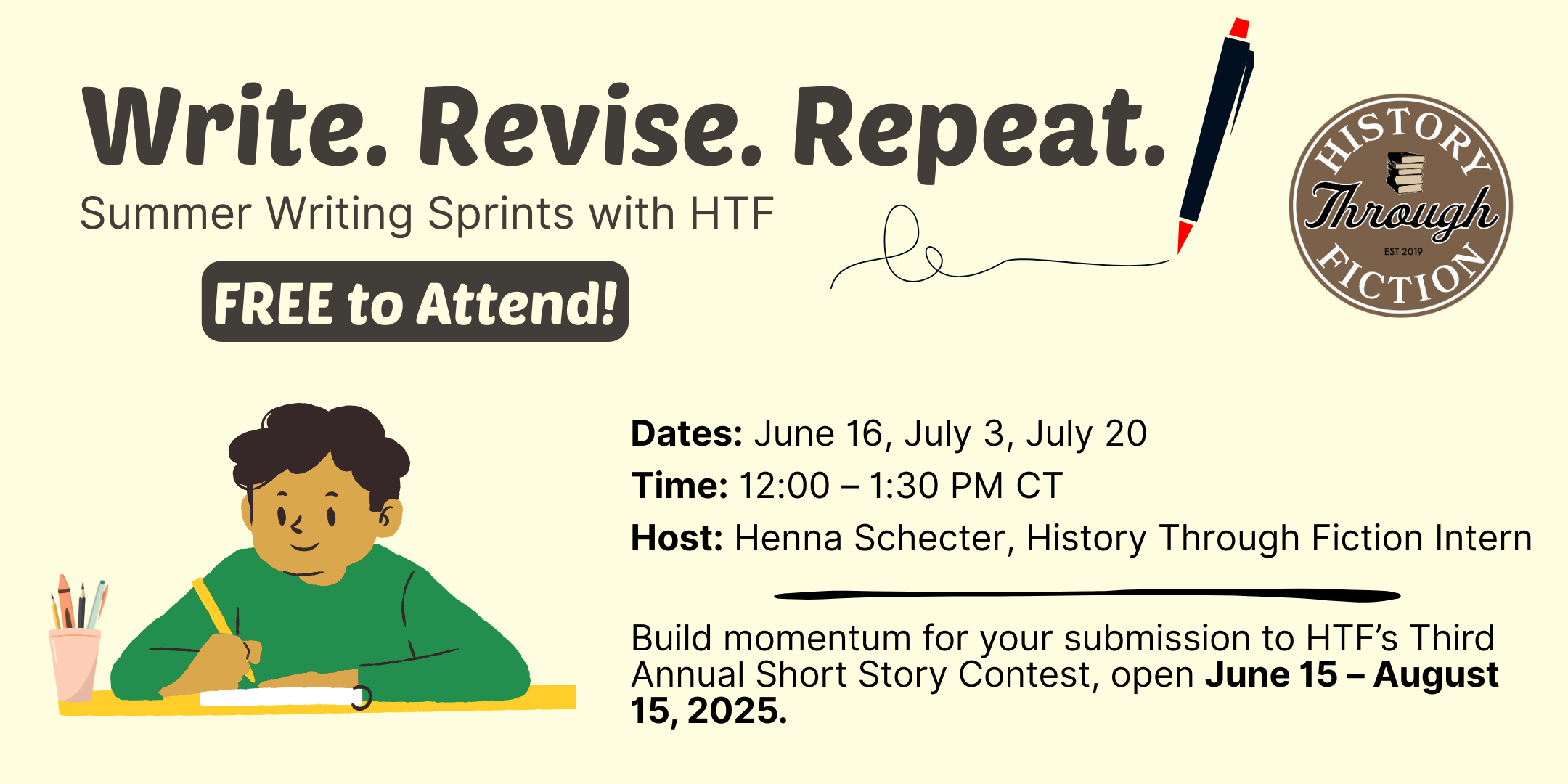 Write. Revise. Repeat. Summer Writing Sprints with HTF