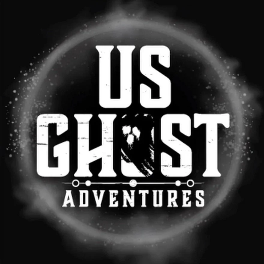 Logo for 'US Ghost Adventures' with a ghostly circular design and a ghost face in the center.