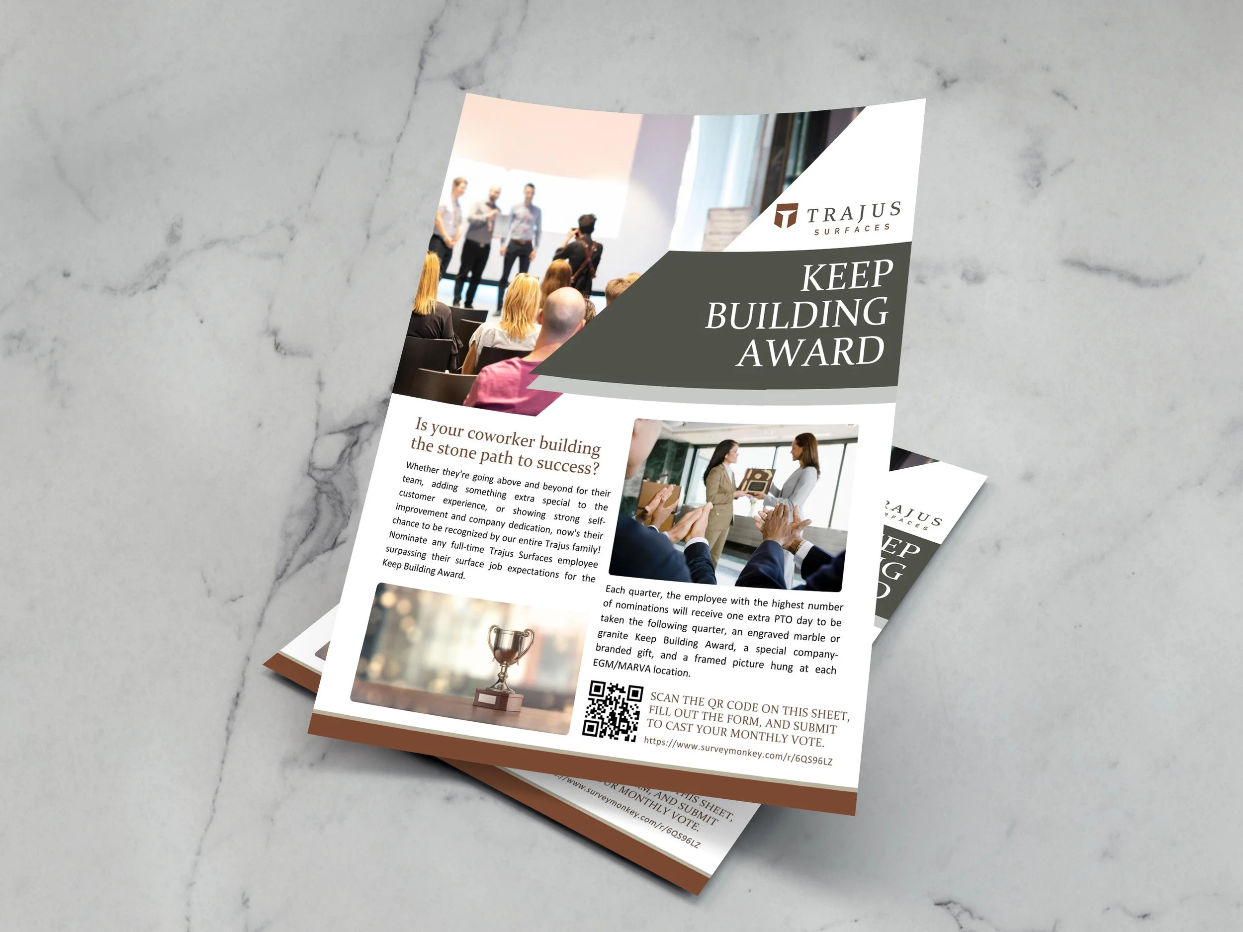 Trajus Surfaces: Employee Recognition of the Month Flyer