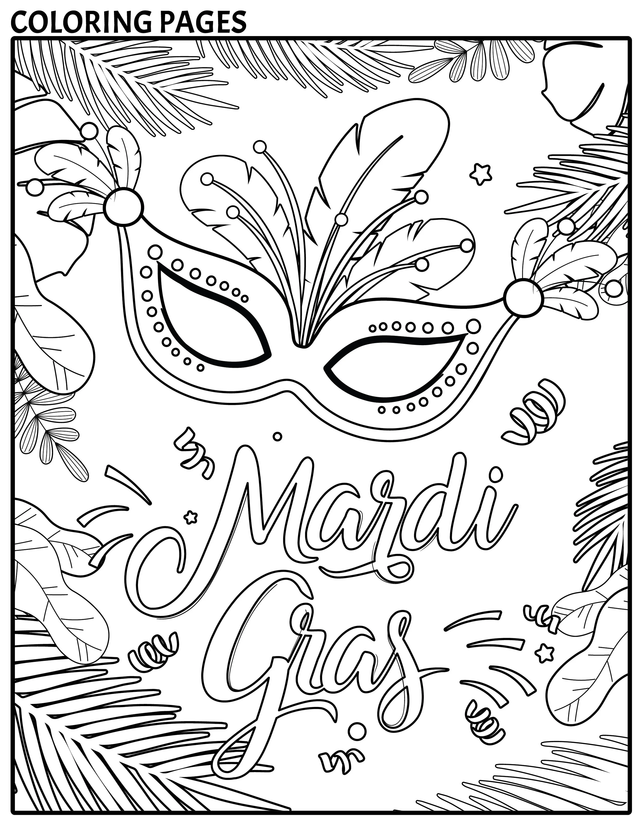 Mardi Gras Mask Coloring Page