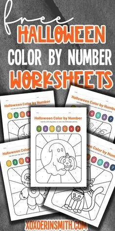 10 Halloween Color by Number Printable Worksheets FREE