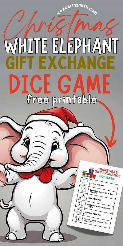 Free White Elephant Gift Exchange Dice Christmas Printable