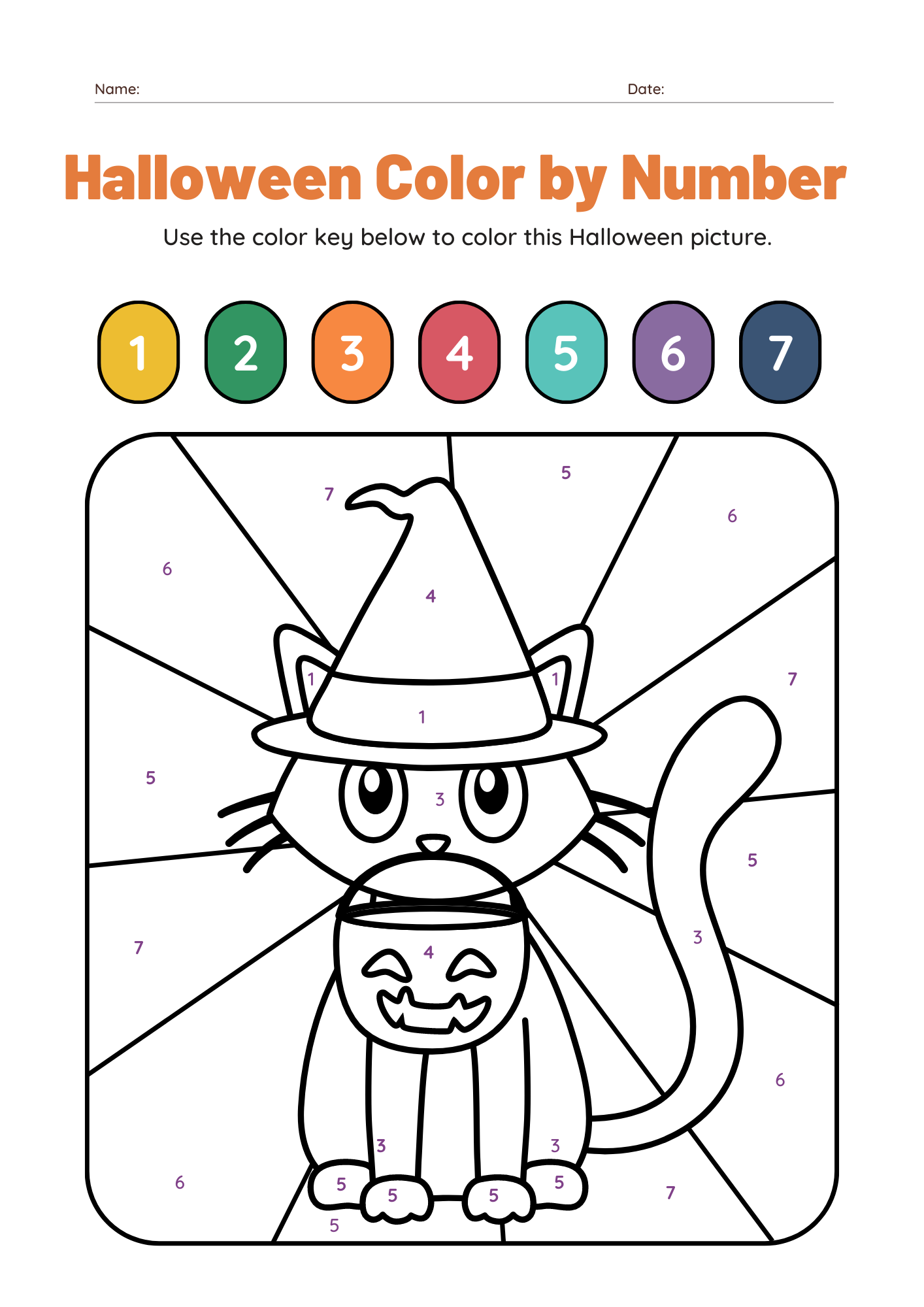 10 Halloween Color by Number Printable Worksheets FREE xoxoerinsmith com