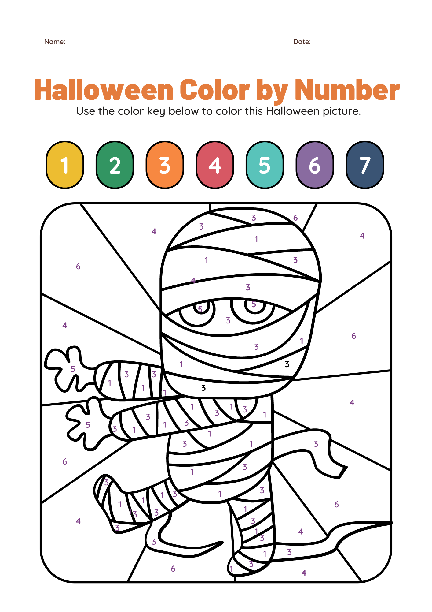 10 Halloween Color by Number Printable Worksheets FREE