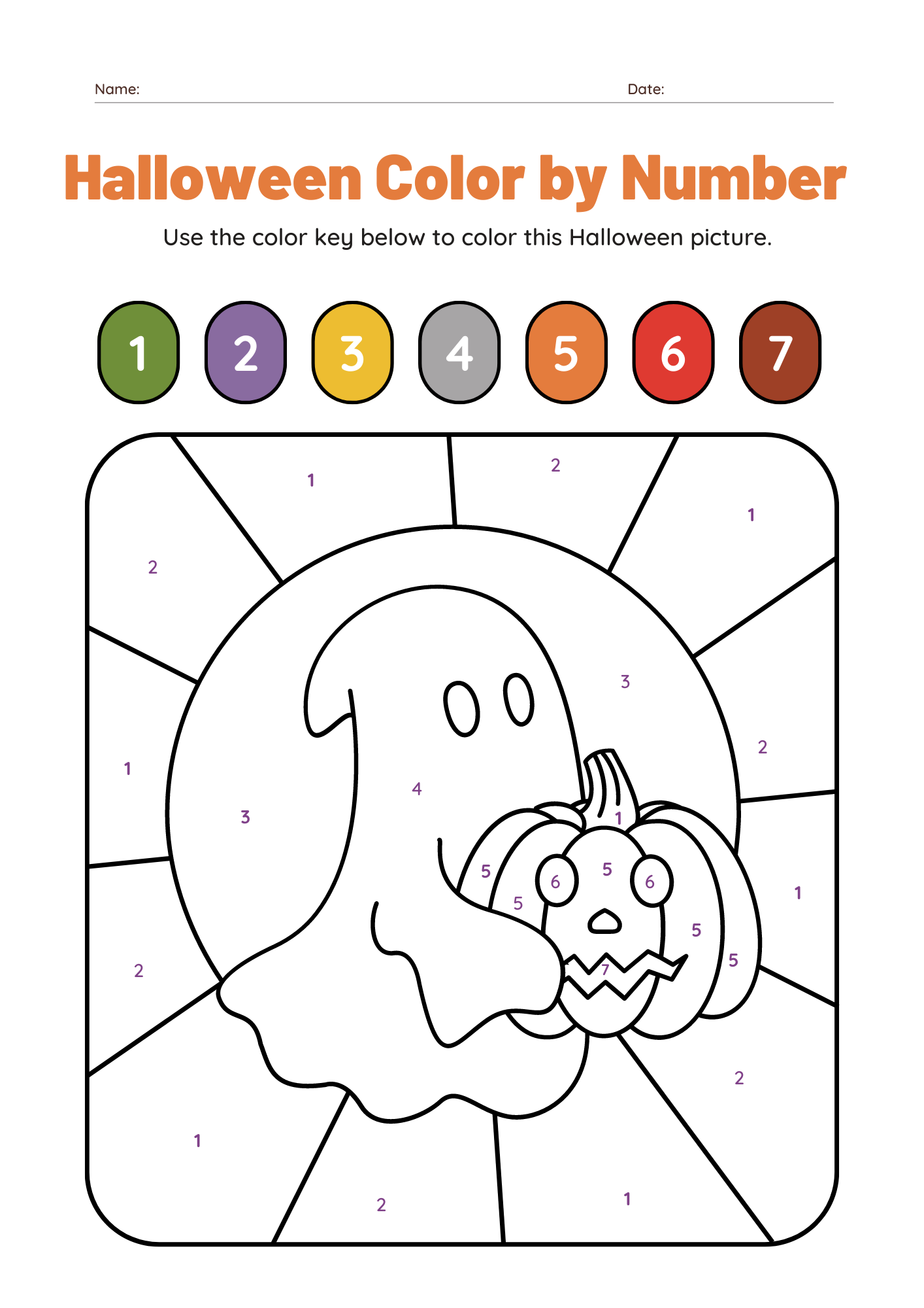 10 Halloween Color by Number Printable Worksheets FREE