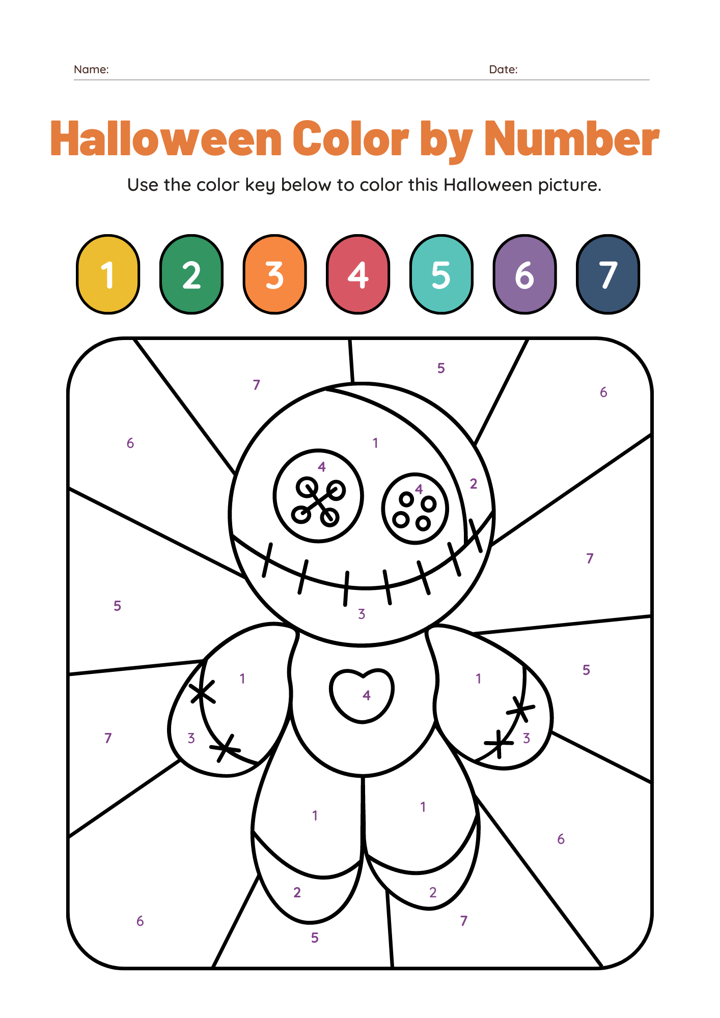 10 Halloween Color by Number Printable Worksheets FREE —
