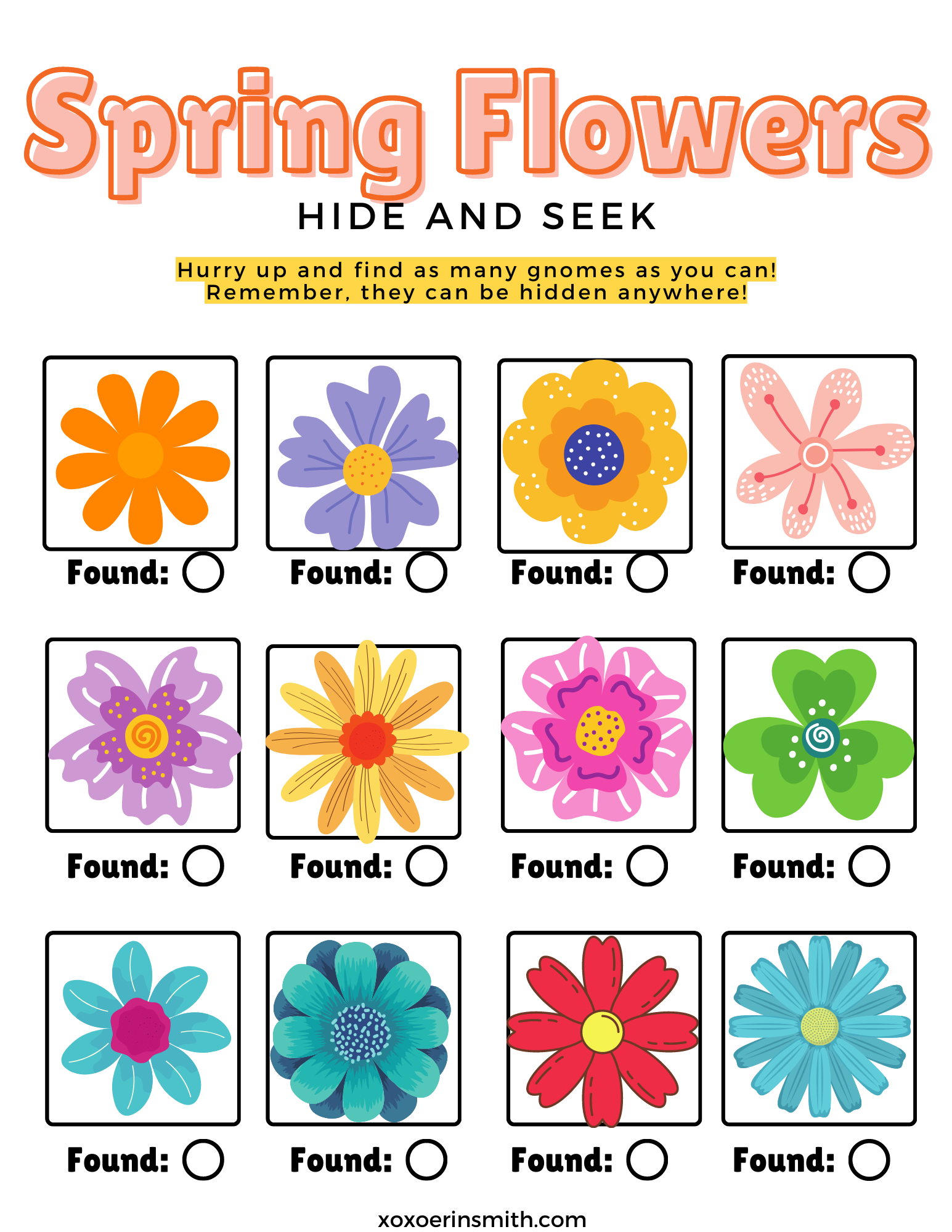 Spring Flowers Hide and Seek Game —