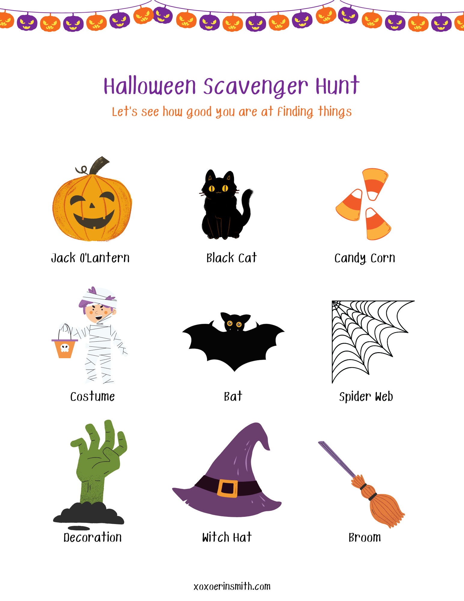 FREE Halloween Scavenger Hunt Printable for Kids — xoxoerinsmith.com