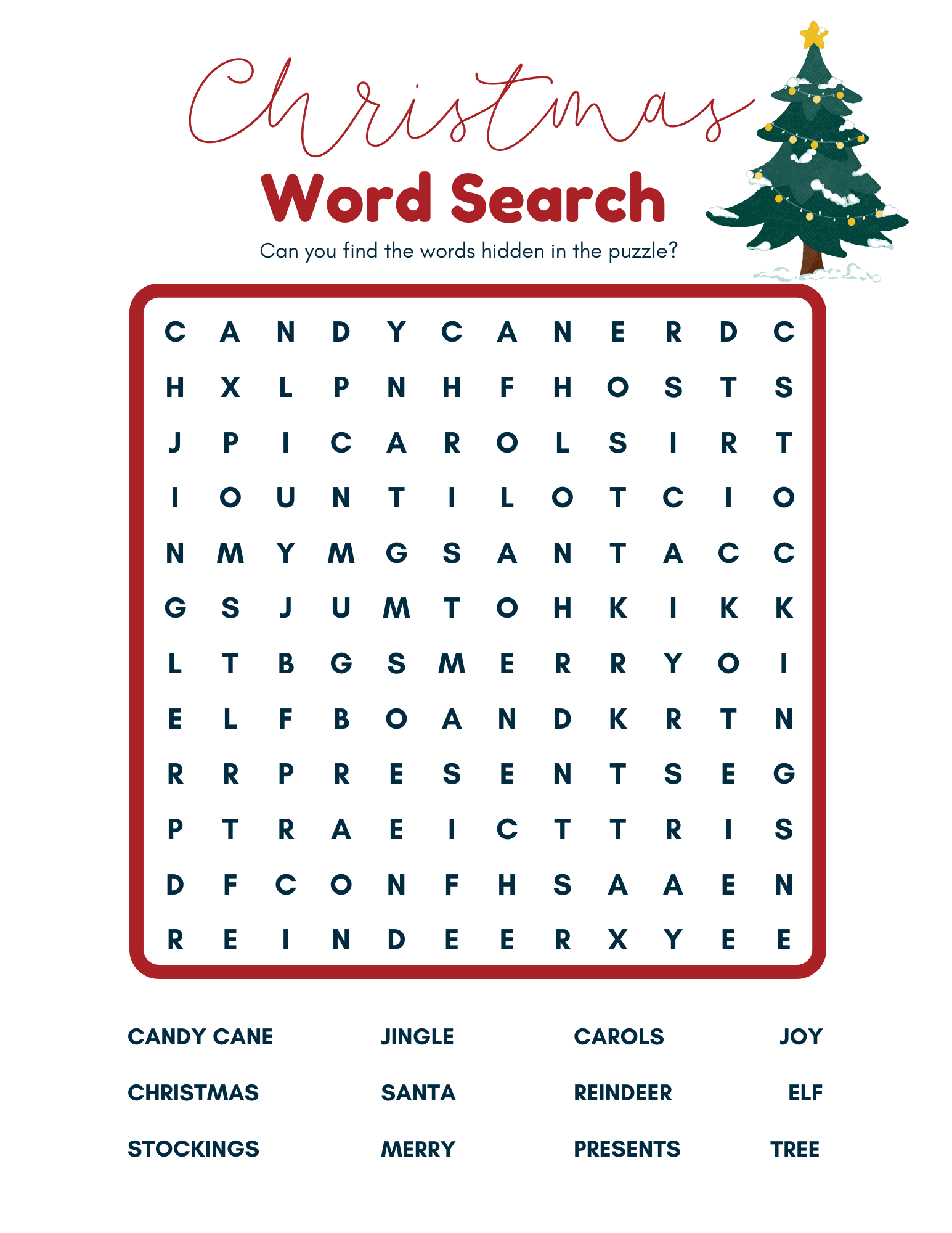 FREE Printable Christmas Word Search for Kids — xoxoerinsmith.com