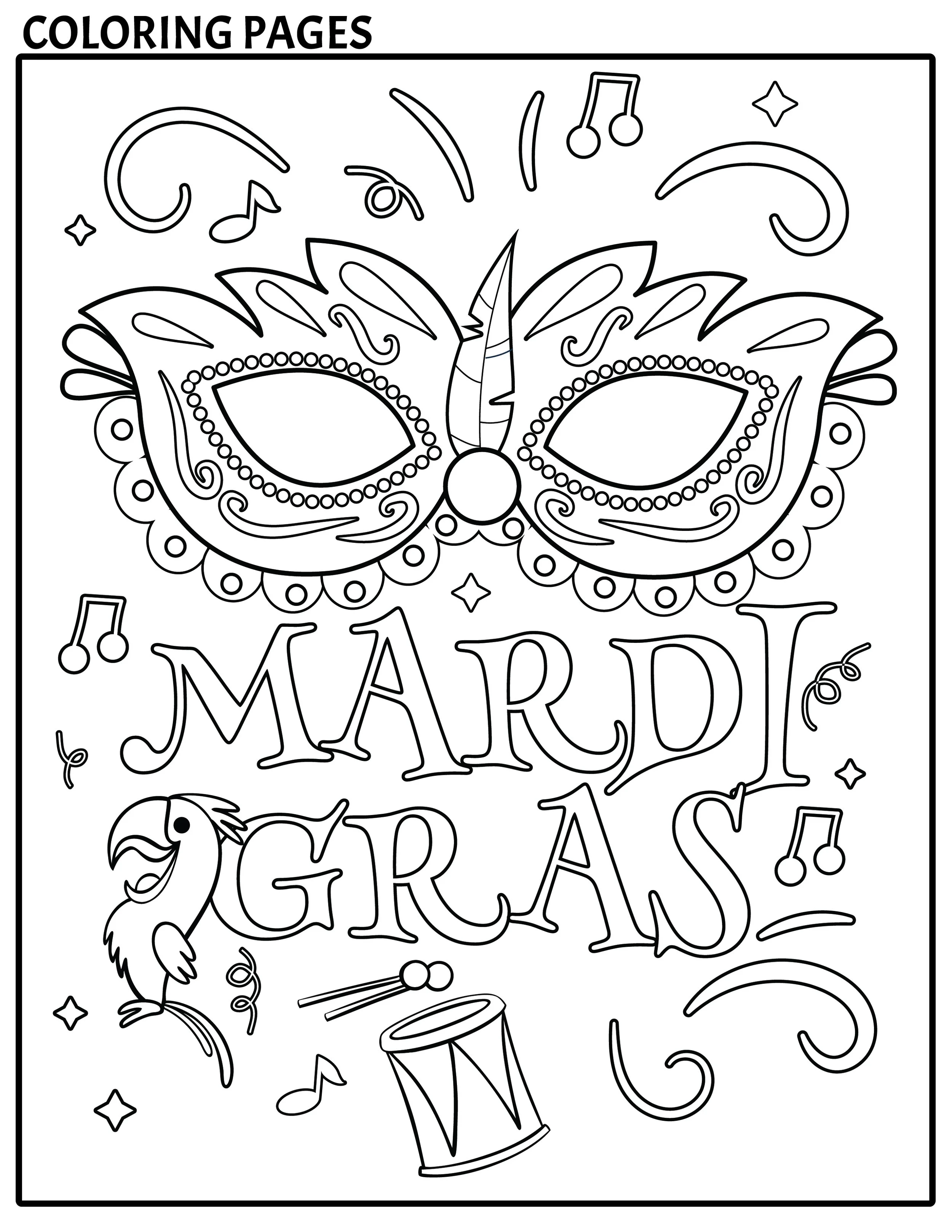 Free Mardi Gras Coloring Book for Kids