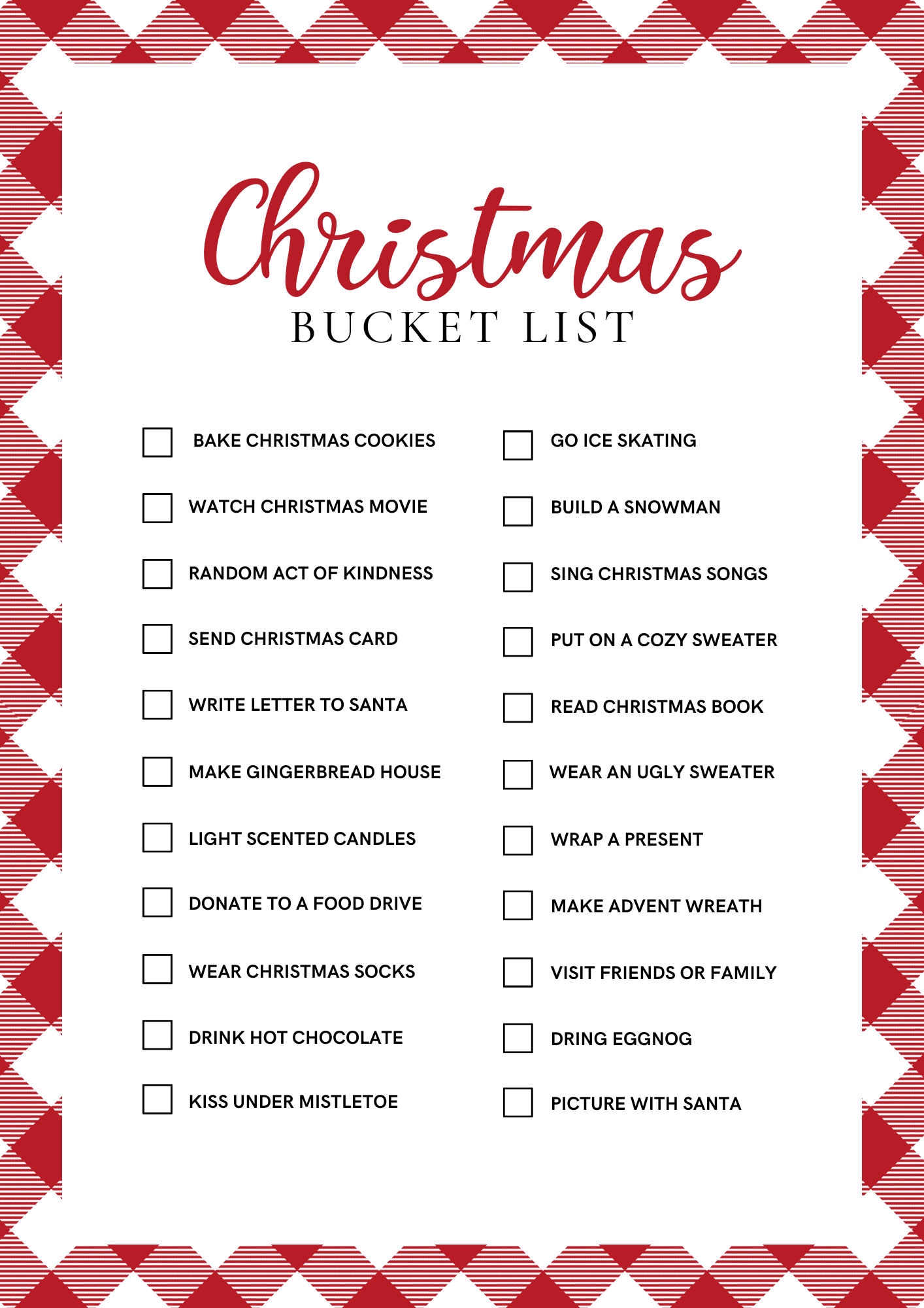Christmas Bucket List Printable - Ultimate Free Holiday Fun ...