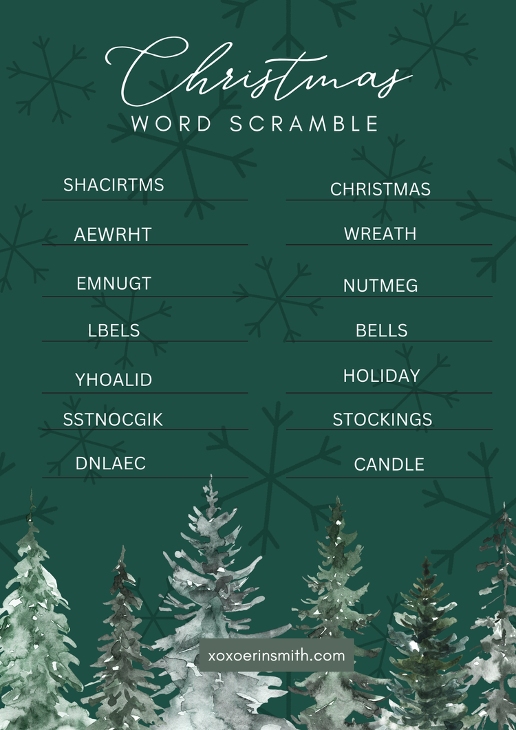 Christmas Word Scramble Printable for Kids FREE — xoxoerinsmith.com