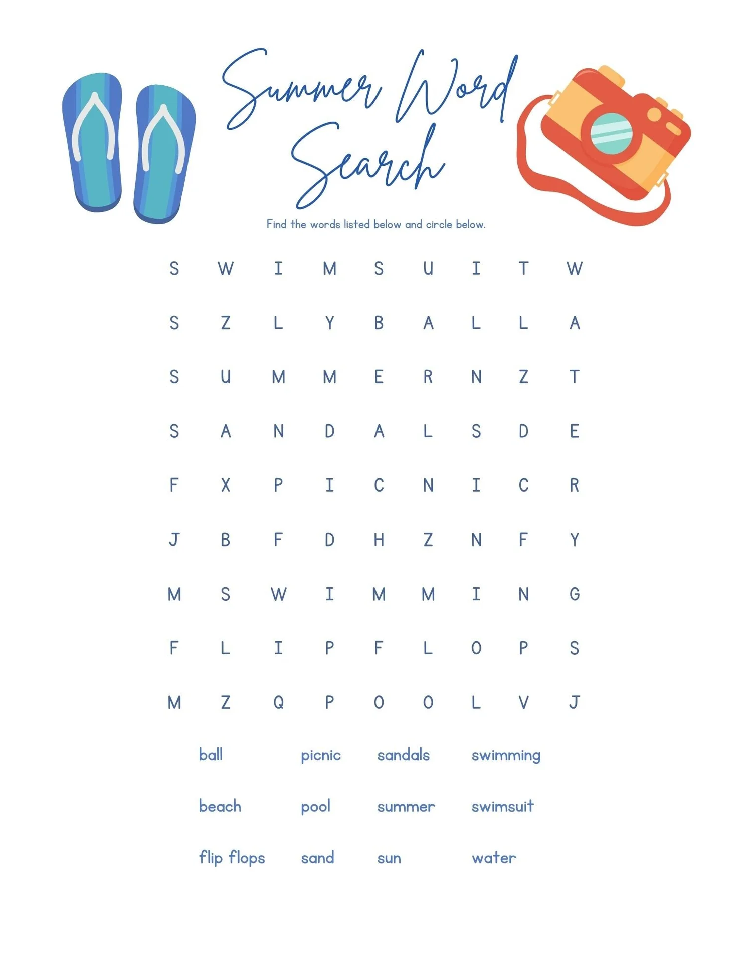 Free, Fun and Easy Summer Word Search Printables for Kids