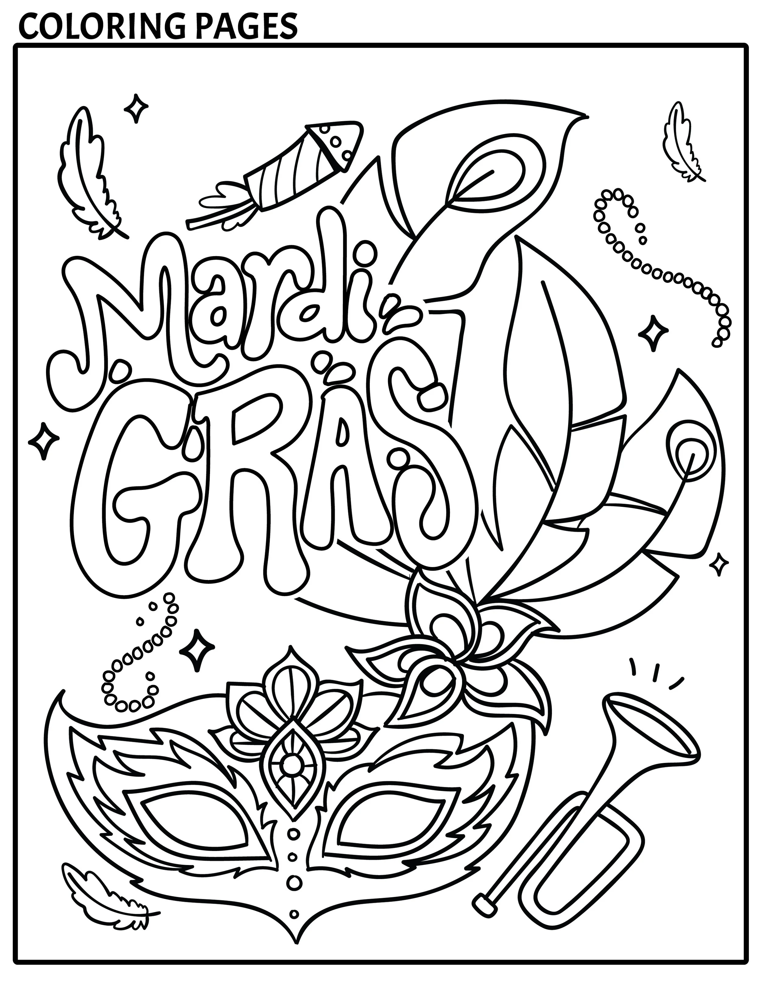 Mardi Gras Parade Coloring Sheet