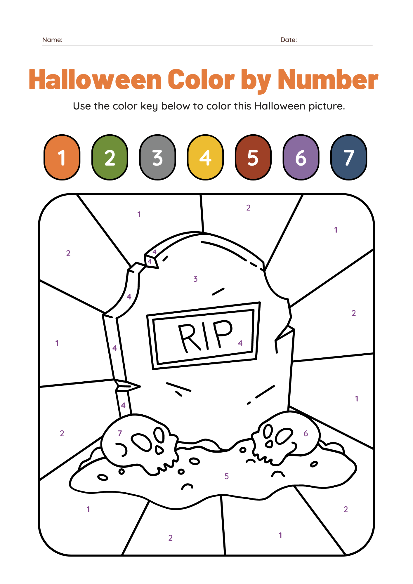 halloween color by number coloring pages
