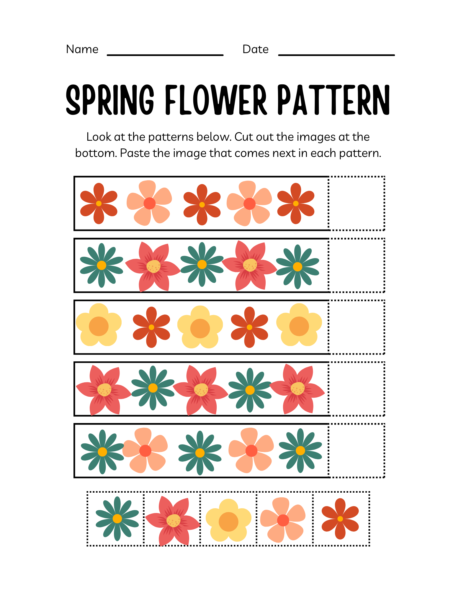 5 Fun Free Spring Preschool Pattern Worksheets —