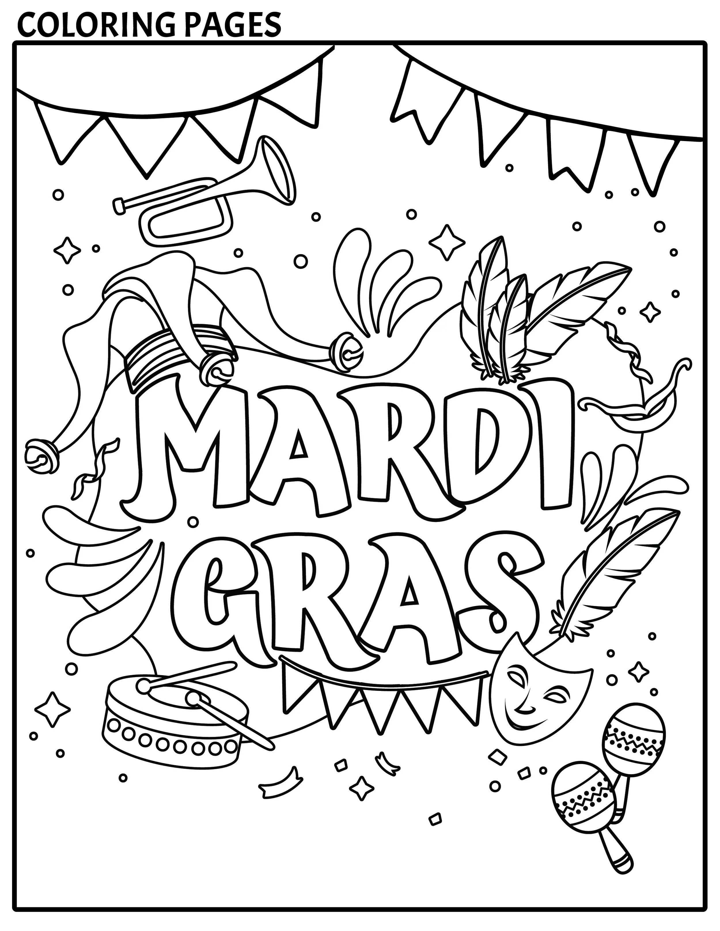 King Cake Coloring Page Mardi Gras