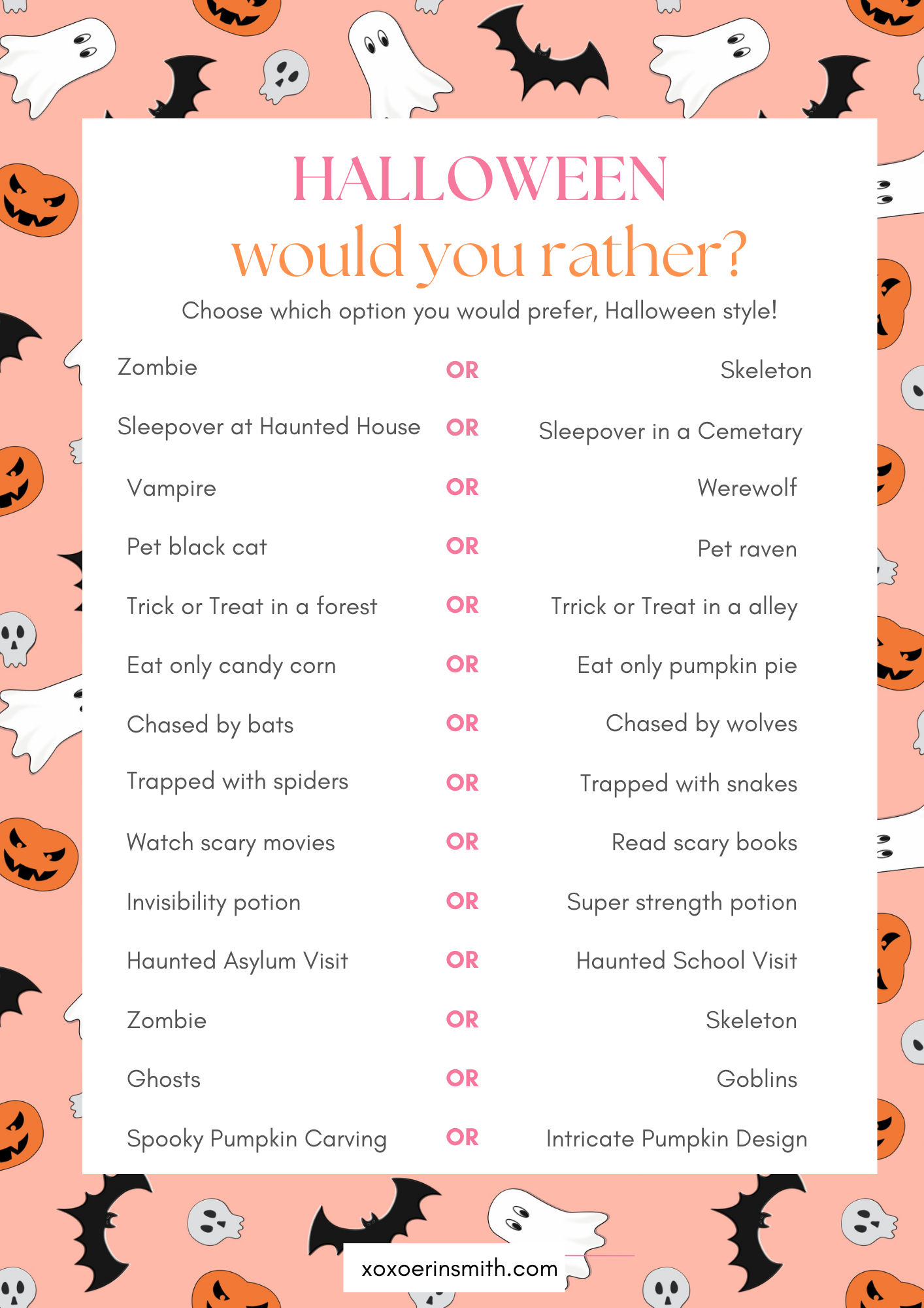 55 Would You Rather Halloween Questions (Free Printable) - Modern Mom Life