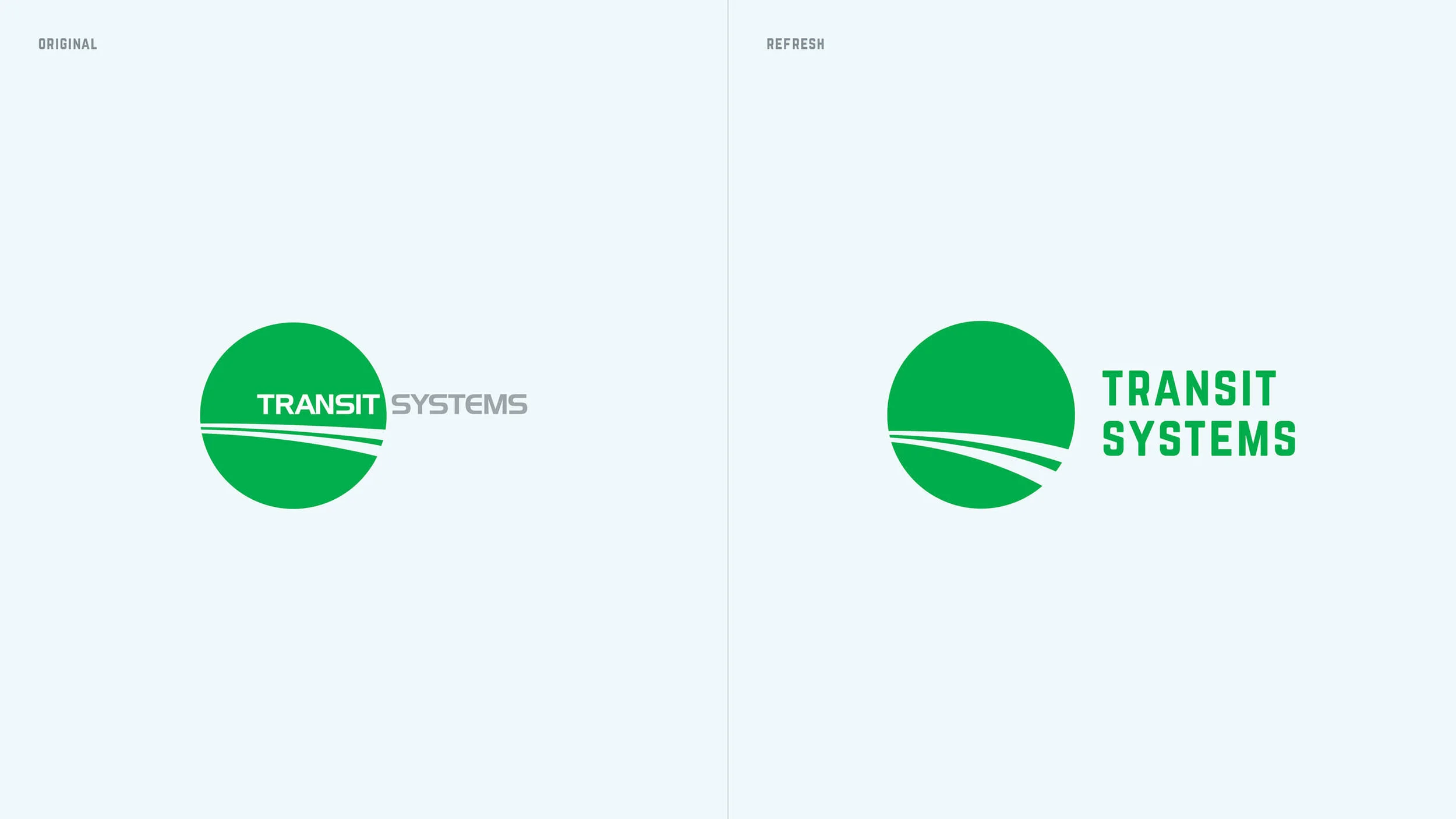 The original logo (left) suffered from poor legibility no matter how large its scale.