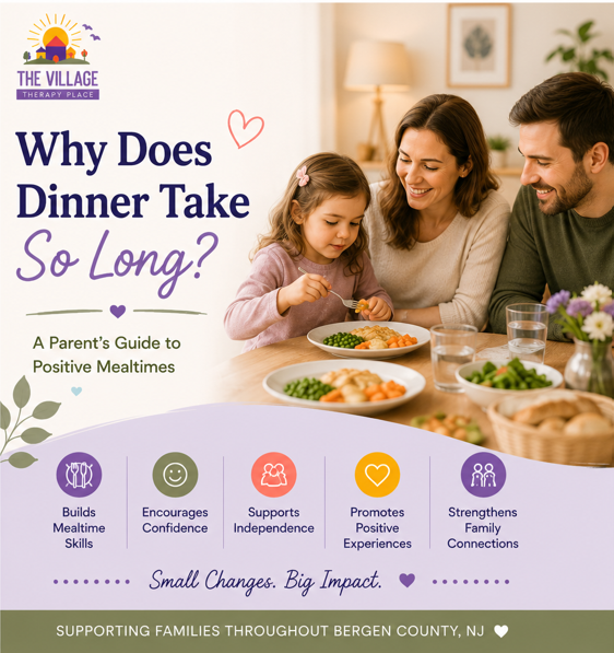 Child enjoying a relaxed family dinner while building feeding skills and confidence through pediatric feeding therapy in Bergen County, NJ.