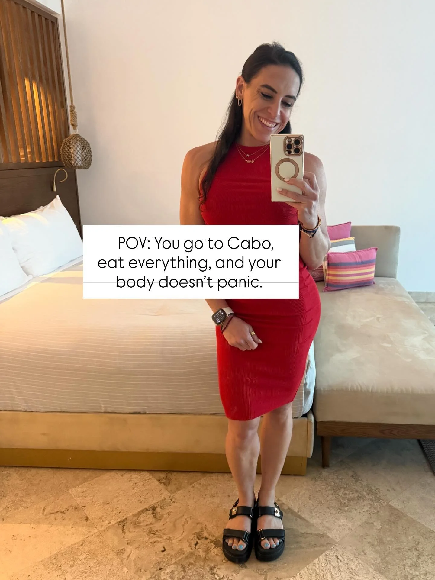 🗣️ It&rsquo;s not the vacation food&hellip;
it&rsquo;s the &ldquo;f*ck it&rdquo; mindset that does the damage.

My habits don&rsquo;t disappear on vacation. I prioritize protein, keep my steps up and still get my lifts done.

Not because I &ldquo;ha