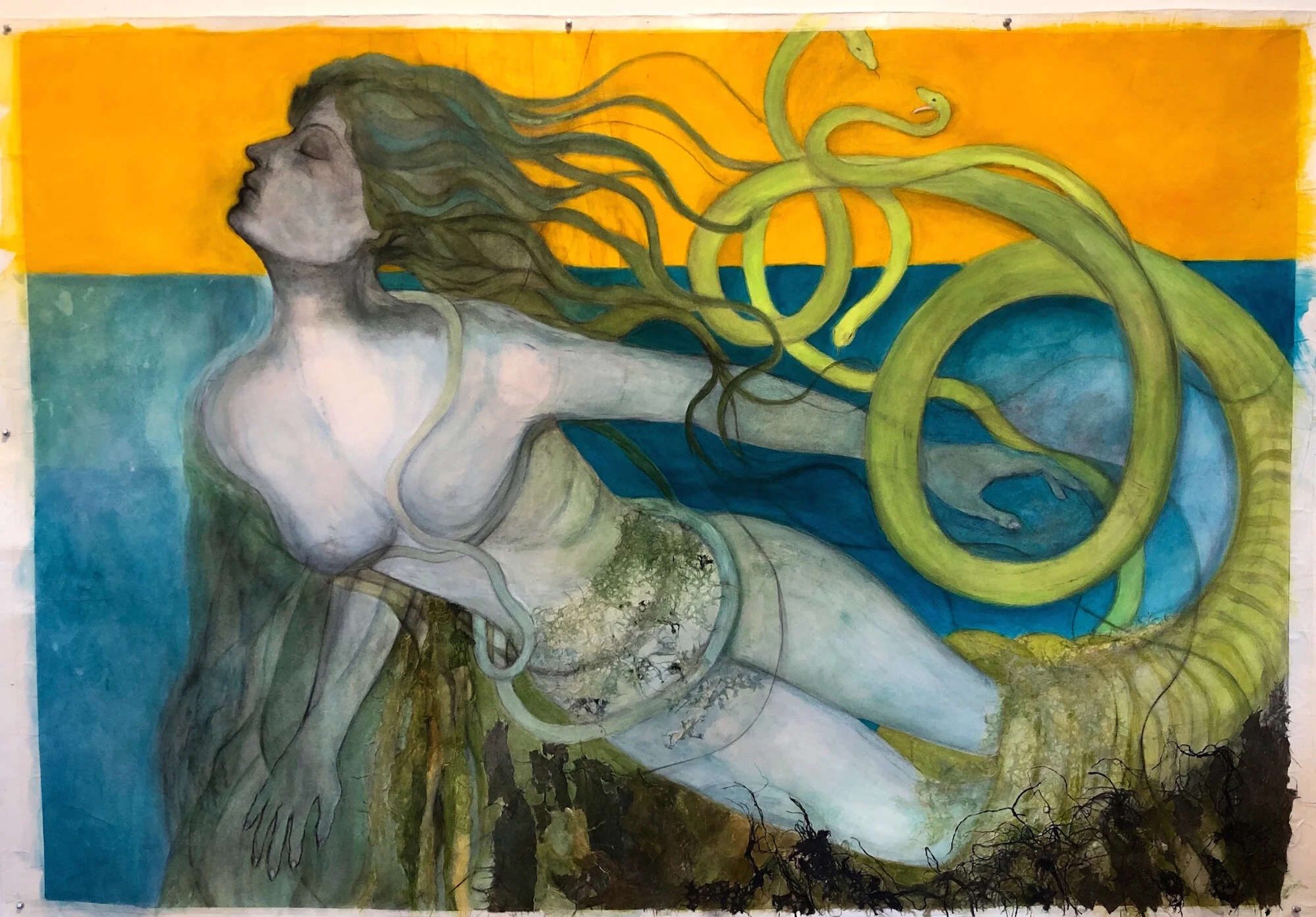 Persephone, acrylic, rice paper