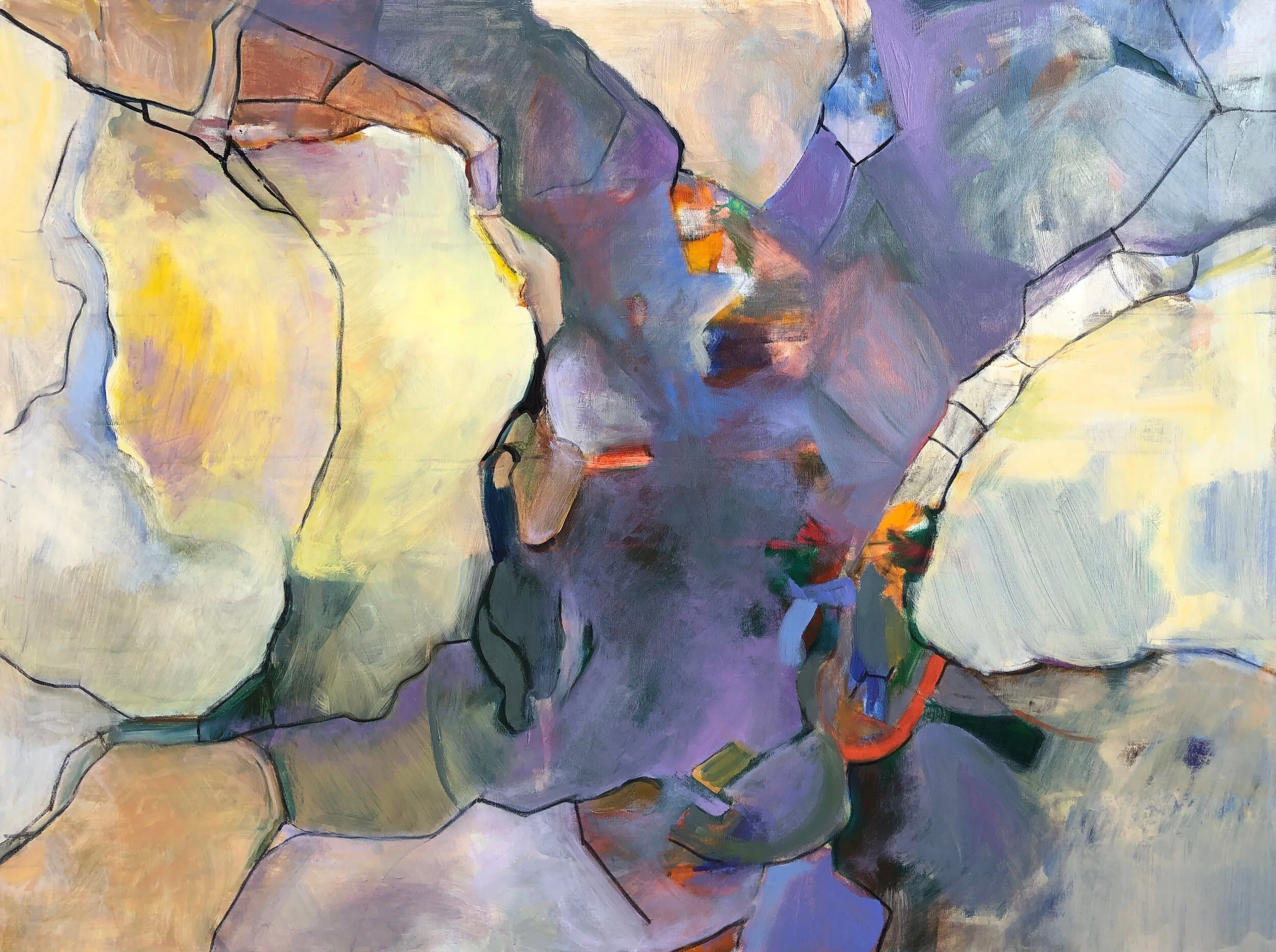 ORIGINS BY MARTHA FARISH, OIL ON CANVAS, 30 X 48 INCHES