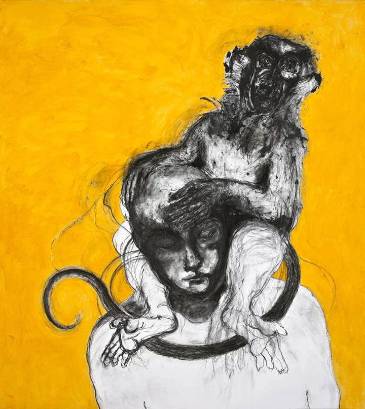 The Healer, 56”x 50” oil and charcoal, by Kate Geddes