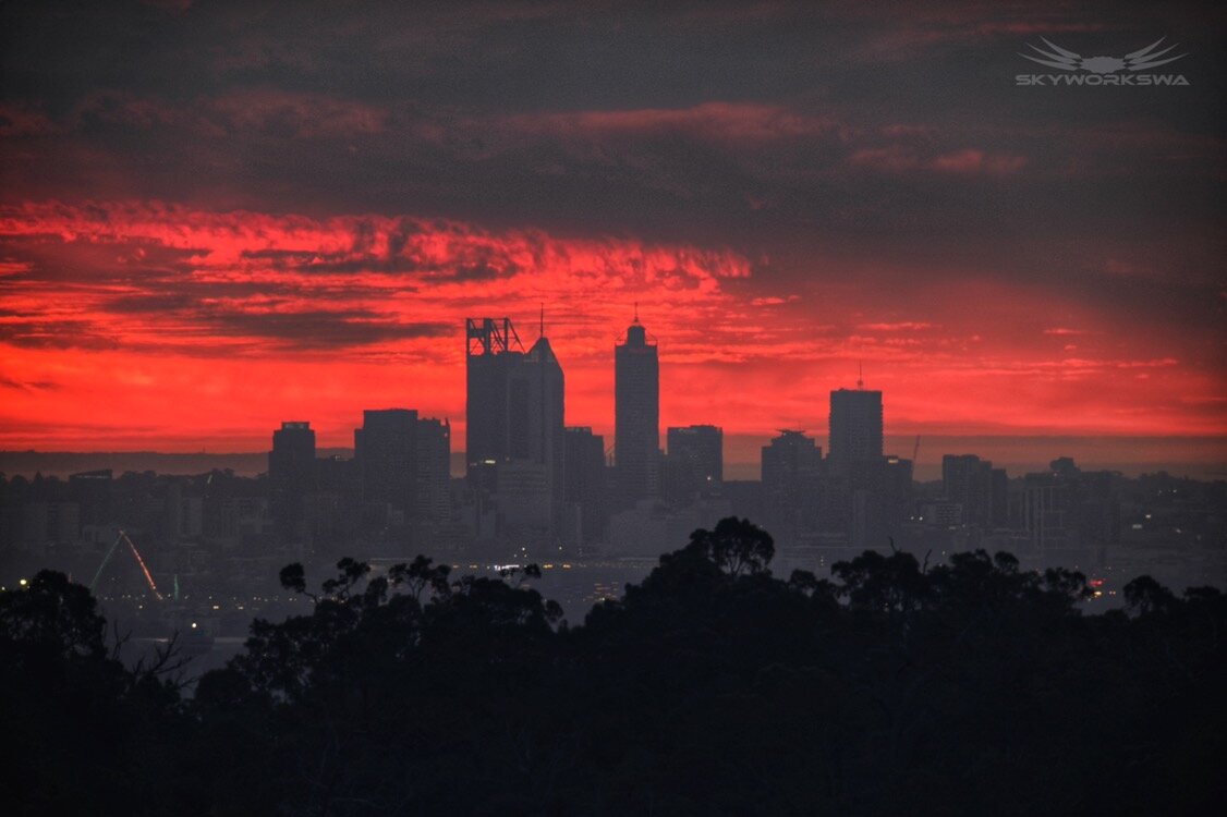 Perth City Skyline sunset Skyworks WA