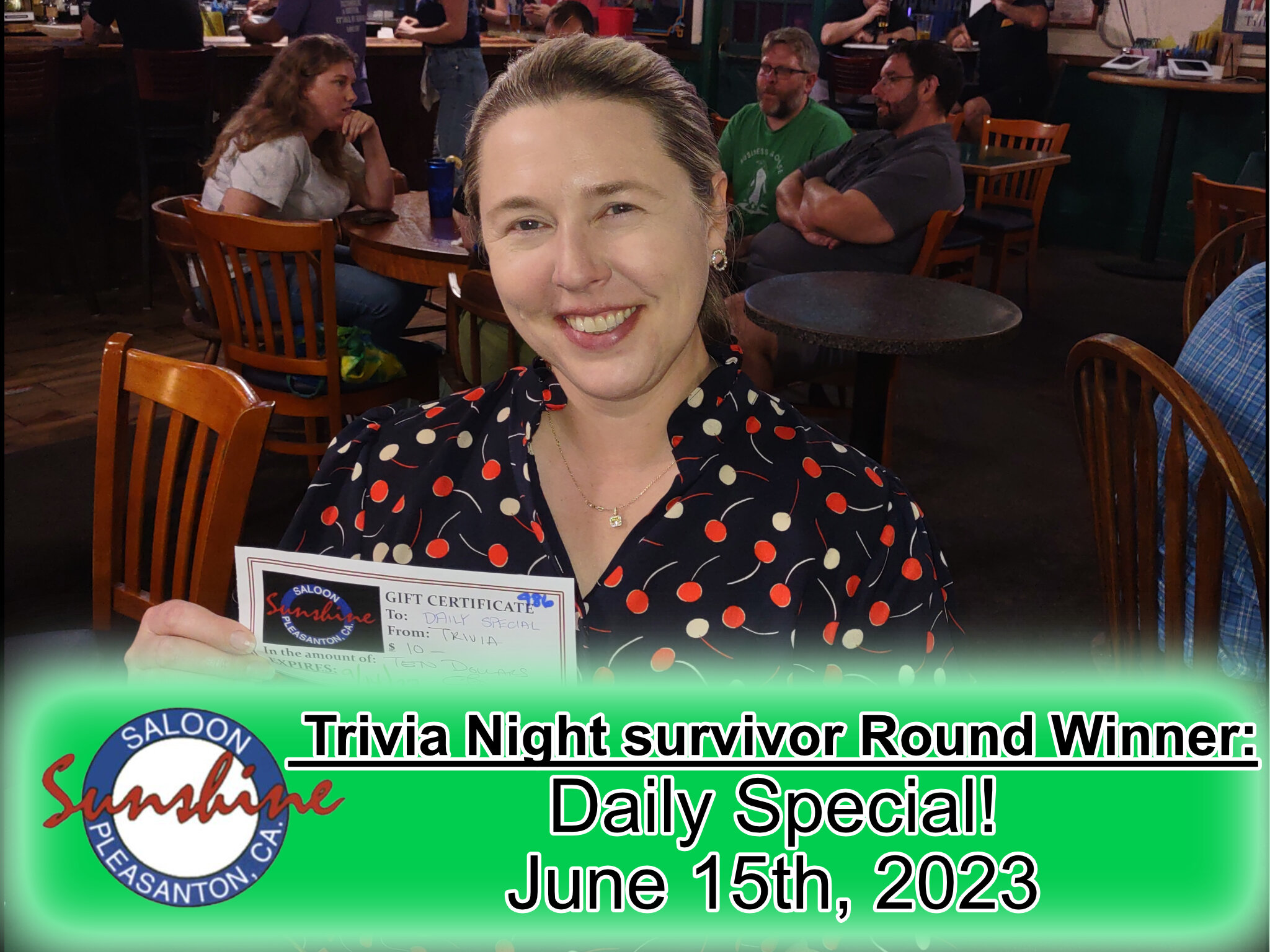 Congratulations to &quot;Rock, Paper, Quizzers&quot; for getting top score at last weeks Thursday night Trivia!
Join us Thursday night for multiple rounds of trivia, multiple chances to win a gift certificate, and multiple chances for a spot on the h