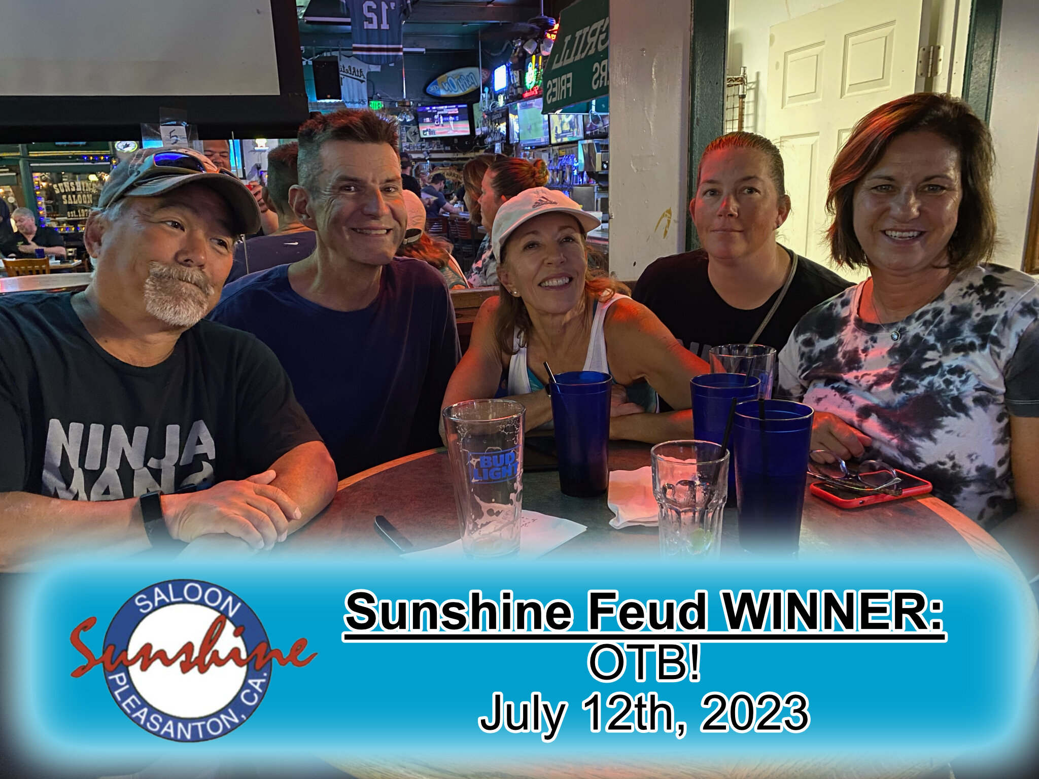 Congratulations to our Sunshine Feud trivia winners last Wednesday: OTB! 
Come out TONIGHT for your chance to win our family feud style trivia night here at #Sunshinesaloon!