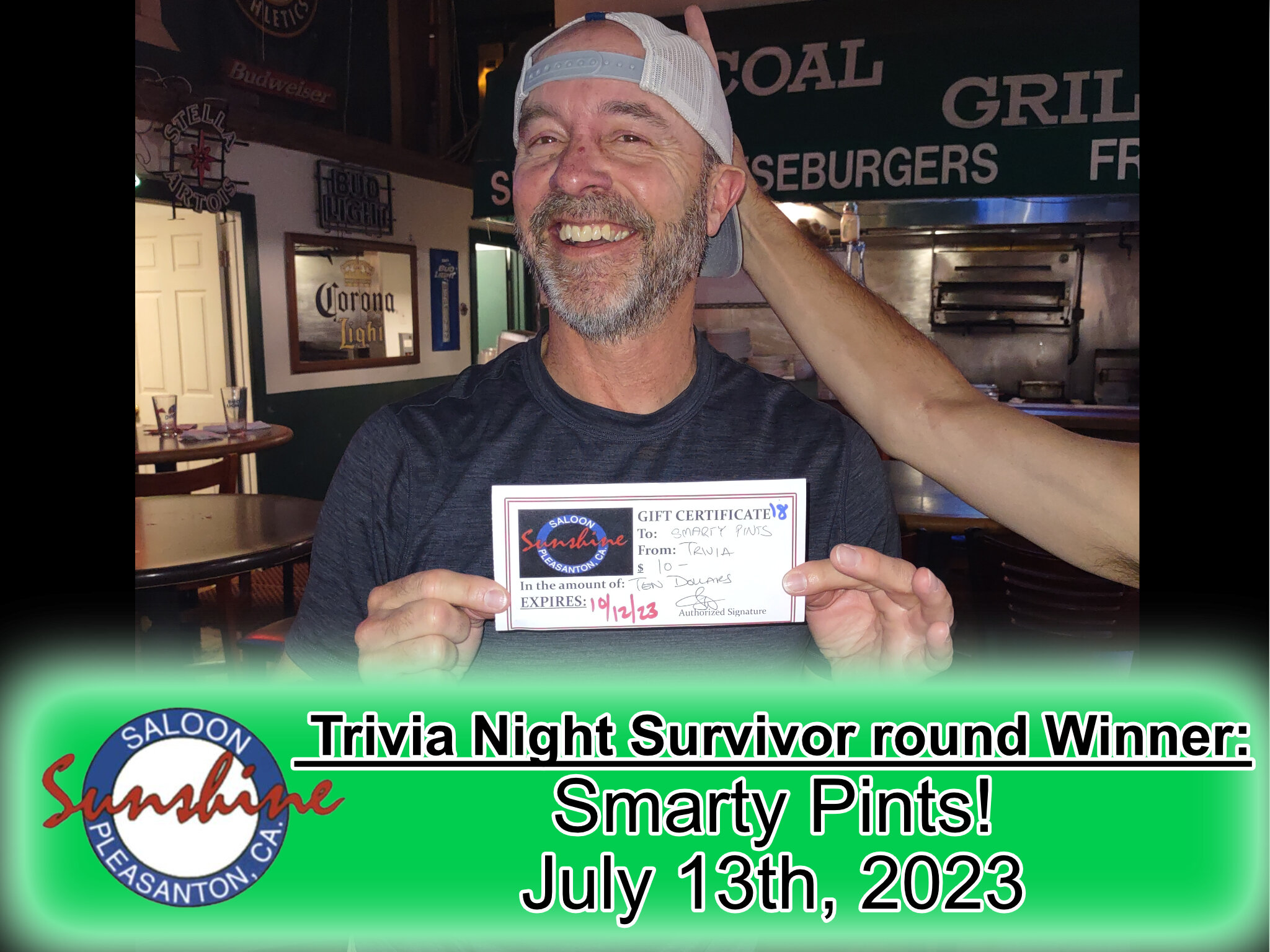 Congratulations to &quot;Beryllium-10&quot; for getting top score at last weeks Thursday night Trivia!
Join us Thursday nights for multiple rounds of trivia, multiple chances to win a gift certificate, and multiple chances for a spot on the hall of f