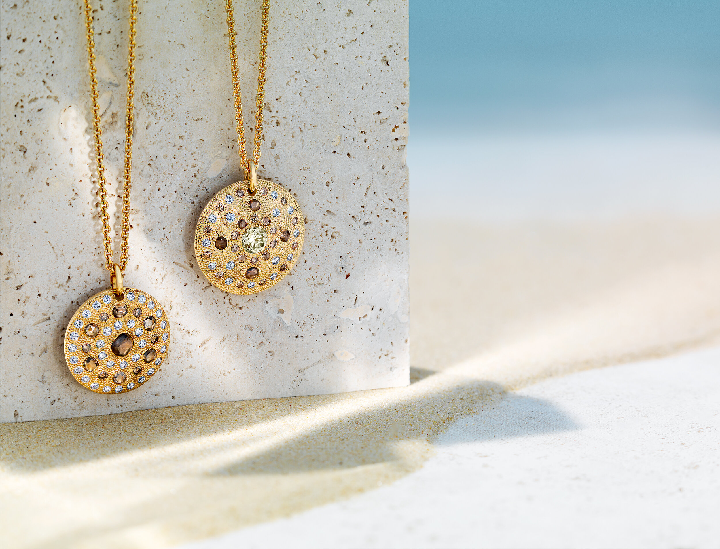  Talisman diamond pendants shot for De Beers 