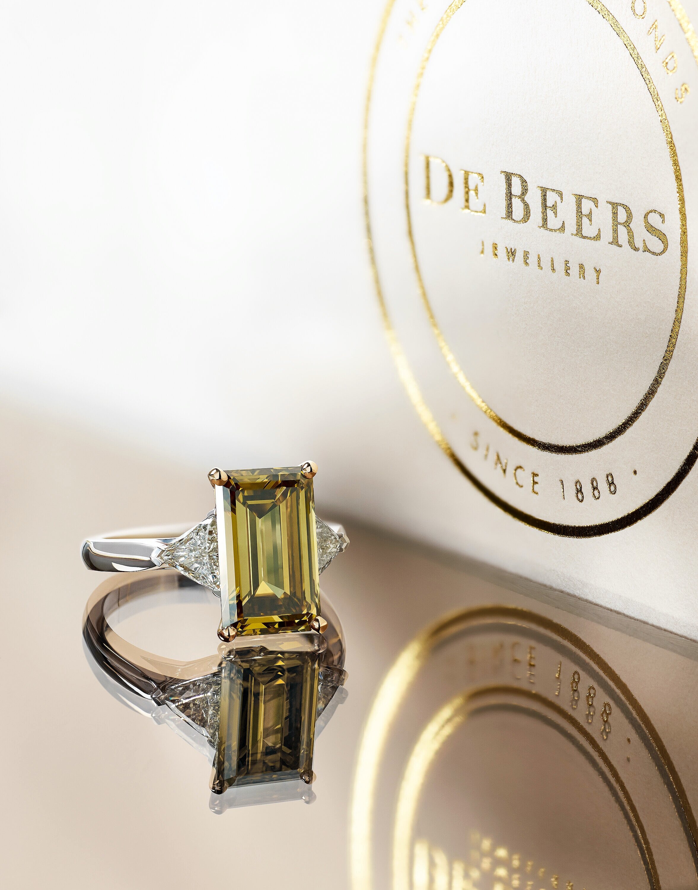  Emerald diamond ring shot for De Beers 