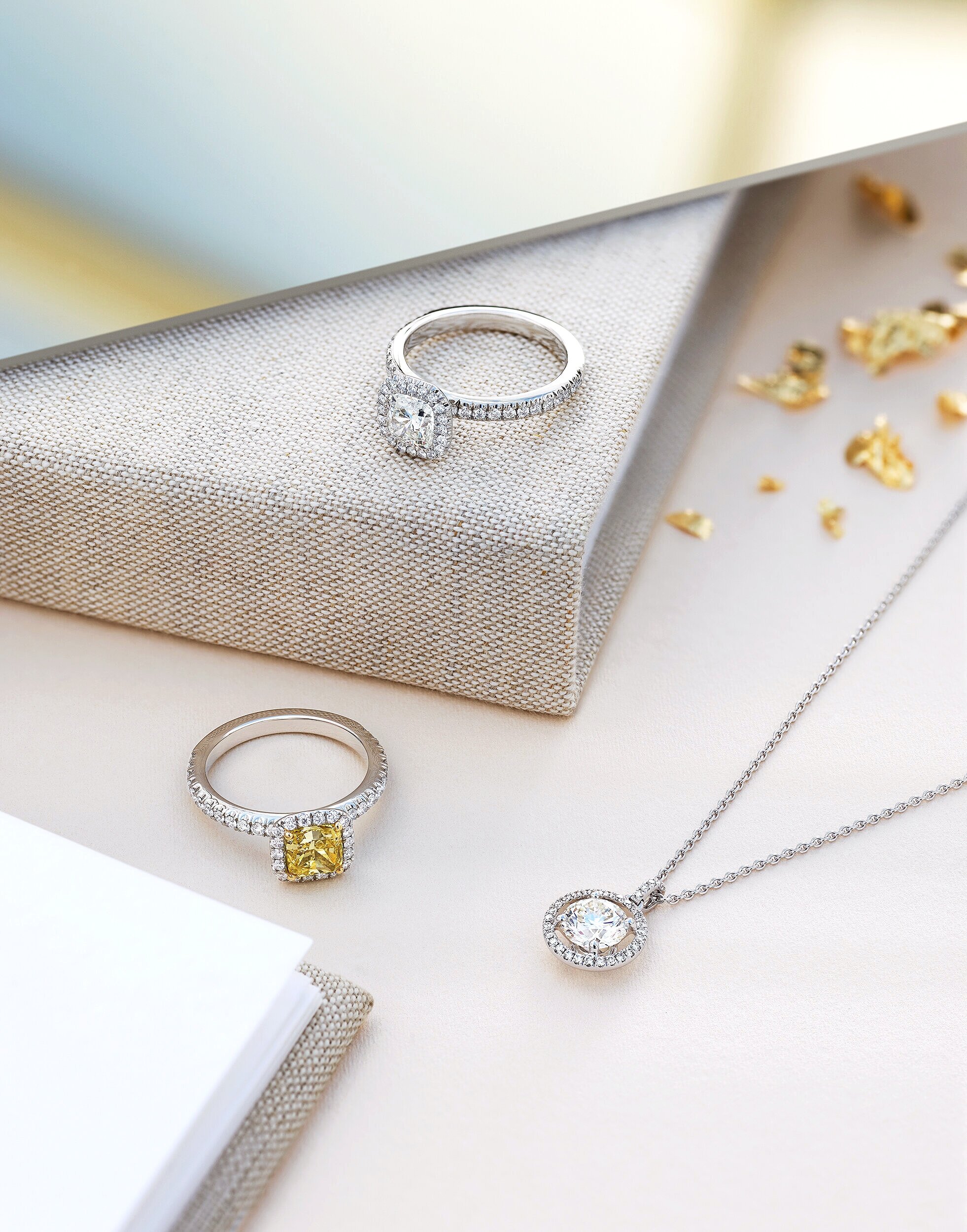  Diamond rings and pendant shot for De Beers 
