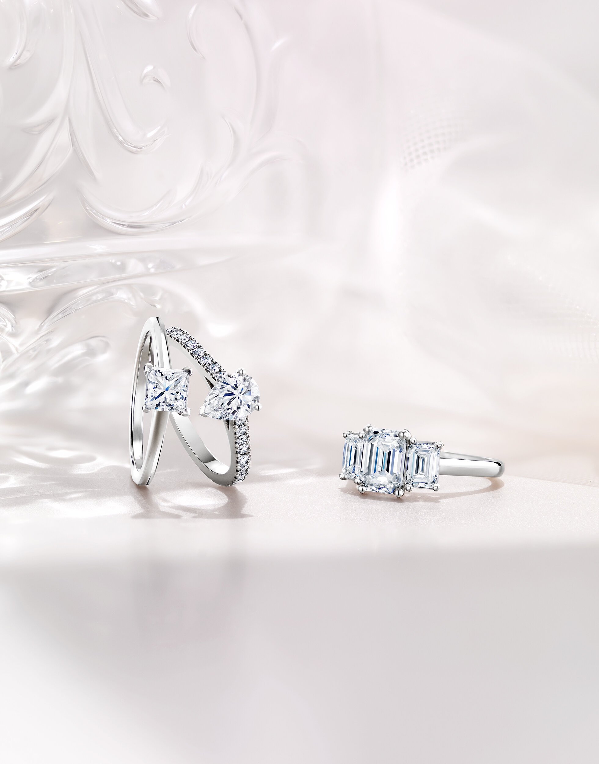  Bridal diamond engagement rings shot for De Beers 