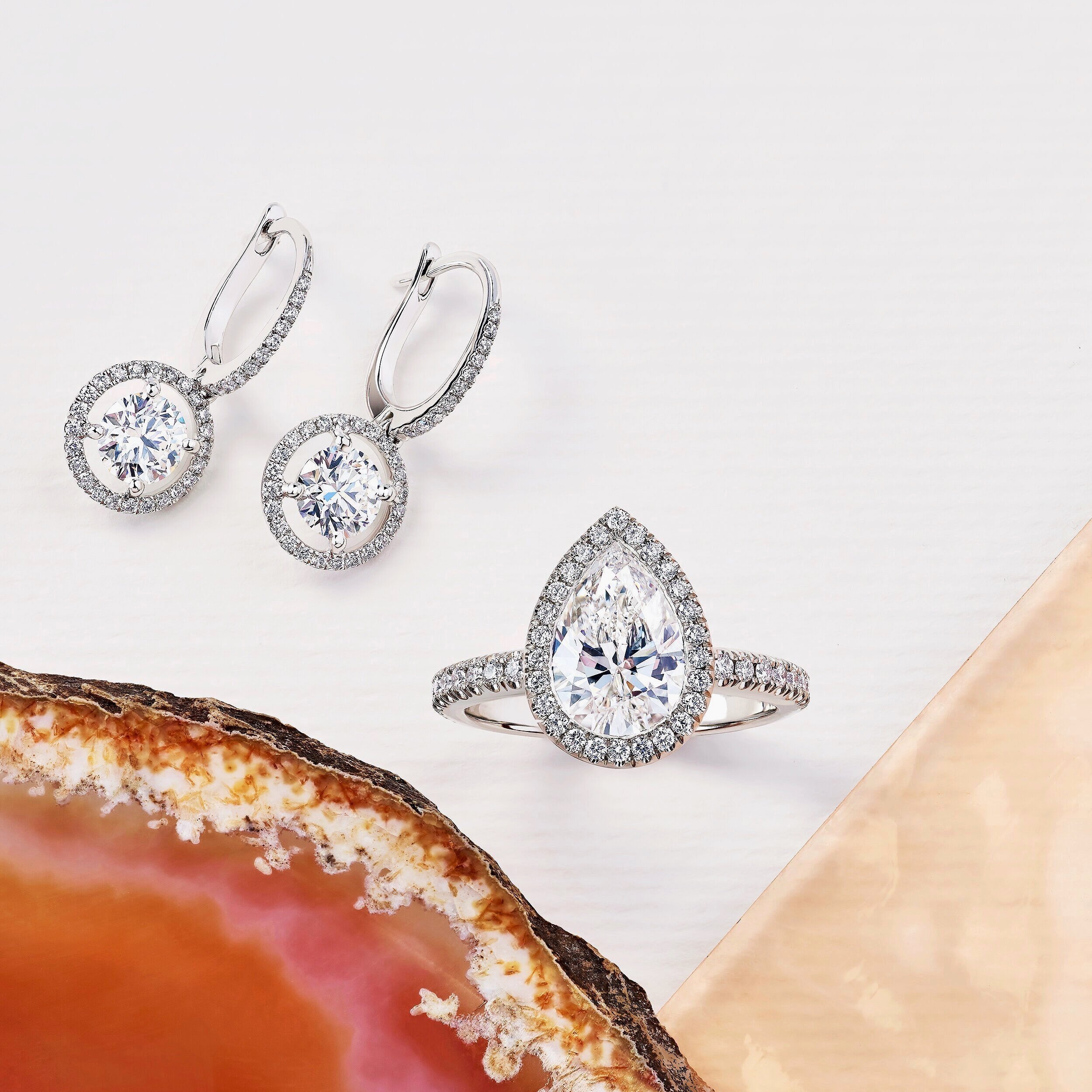  Diamond ring and earrings shot for De Beers 