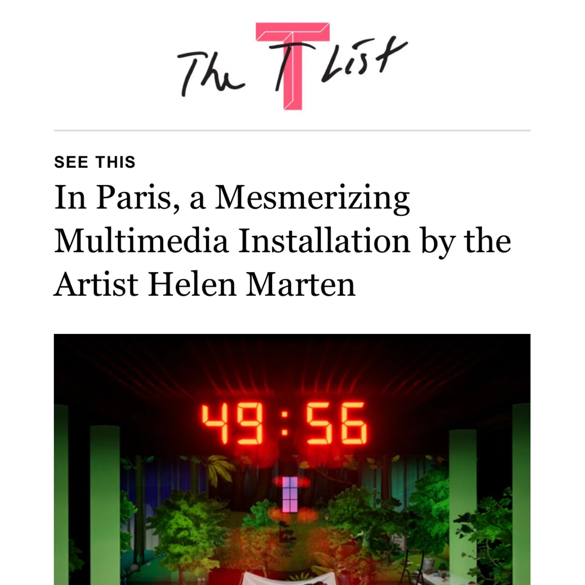 T magazine: In Paris, a Mesmerizing Multimedia Installation by the Artist Helen Marten